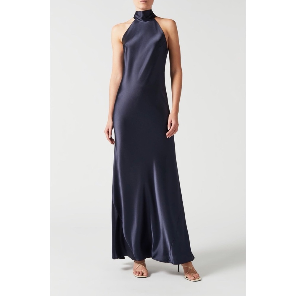 Galvan London Satin Sienna Dress - Midnight
